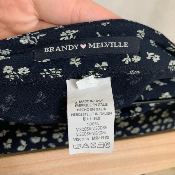 Brandy Melville Navy Blue Floral Wrap Mini Skirt Viscose Multi Size Fits All - Picture 5 of 5